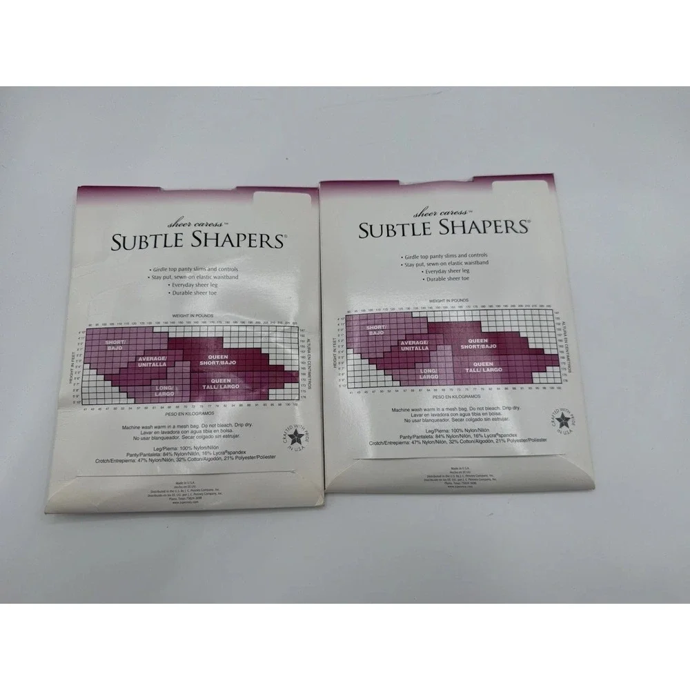 Vintage JCPenney Pantyhose Subtle Shapers Queen Short Taupe Women's 2 Pack NOS